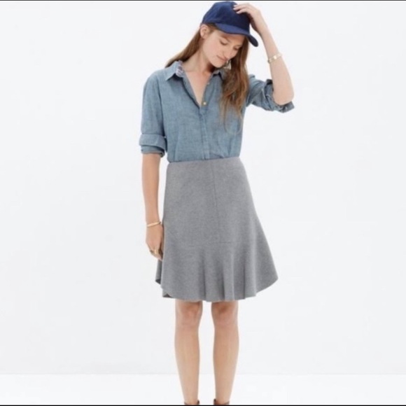 Madewell Flip Hem Gray Skirt - Picture 4 of 7